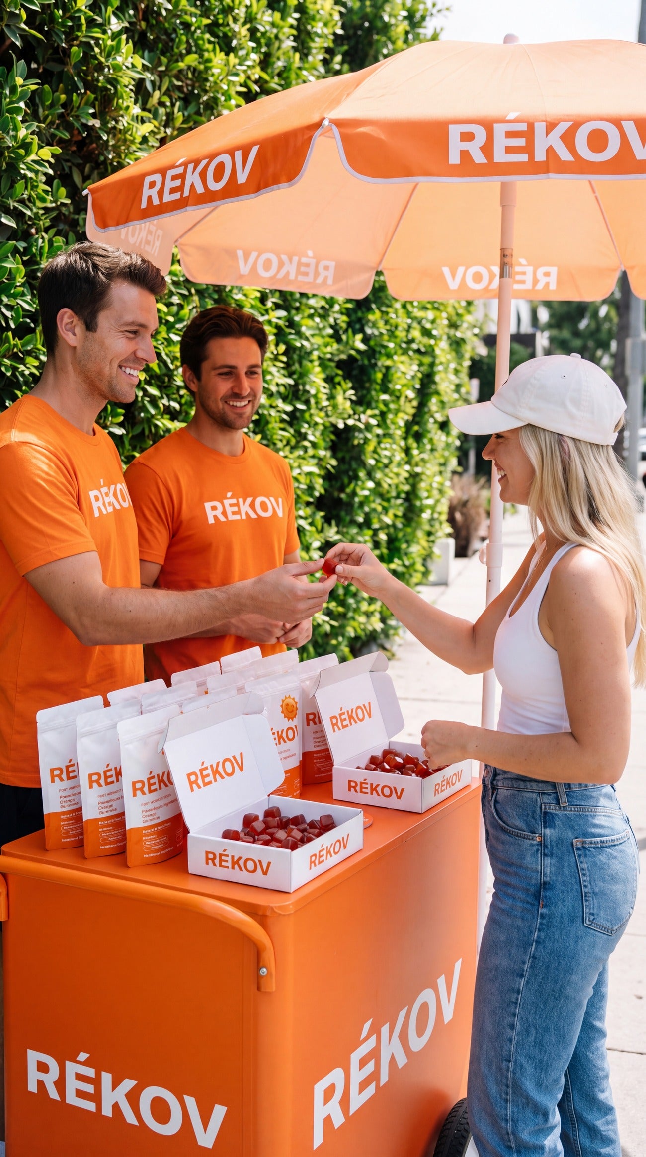 Rékov pop-up sampling stand